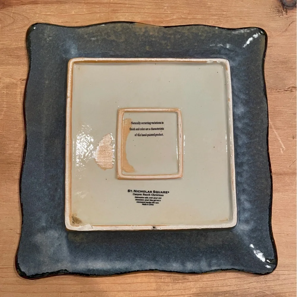 Handcrafted Ceramic Square Plate with Western Boot Design Home Decor